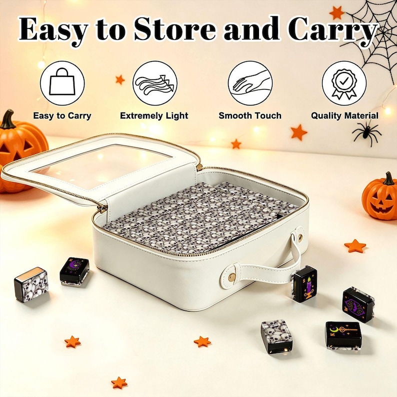 Halloween Mahjong Tile Set, Gothic Skull Design American Mahjong Tiles Full 160 Tile Set, Spooky Game Night Horror Decor Gift for Her image 11