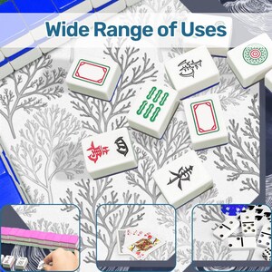 Oyster Shell Mahjong Mat, Navy Coastal Mah Jongg Mat, Grandmillennial Mahjong Gift, Blue White Mahjong Mats, Mahjong Accessories, Mah Jong immagine 12