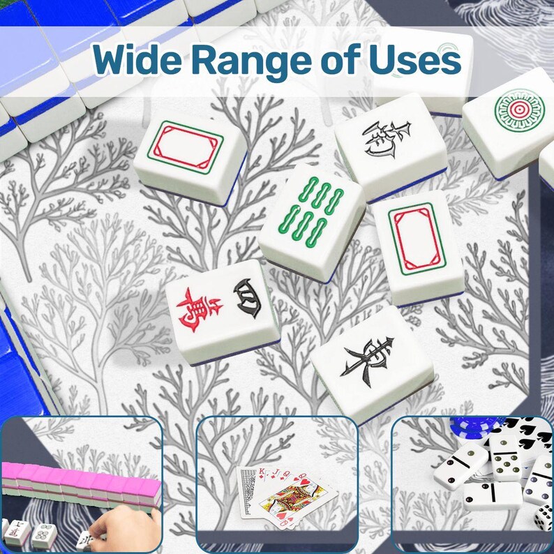 Oyster Shell Mahjong Mat, Navy Coastal Mah Jongg Mat, Grandmillennial Mahjong Gift, Blue White Mahjong Mats, Mahjong Accessories, Mah Jong immagine 12