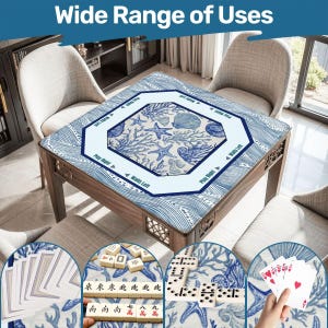 Mah Jongg Mat Coastal Starfish Blue Wave, Mahjong Accessories, Mahjong Gift Ideas Non-Slip Mahjong Mats for Game Night image 11