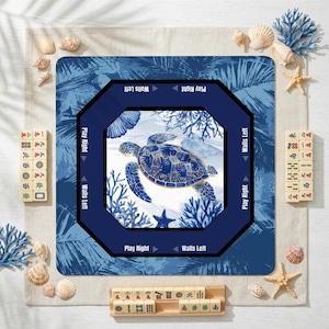 Beautiful Sea Turtle Mah Jongg Mat makes the perfect mahjong gift ideas for friends and family. A unique mahjong gift for birthdays or holidays, ideal for any player who loves coastal decor and high quality mahjong accessories.