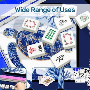 Sea Turtle Mahjong Mat - Blue Coastal Mah Jongg Mat for Game Night, Mahjong Accessories, Mahjong Gift Ideas, Premium Mahjong Table Mat image 9