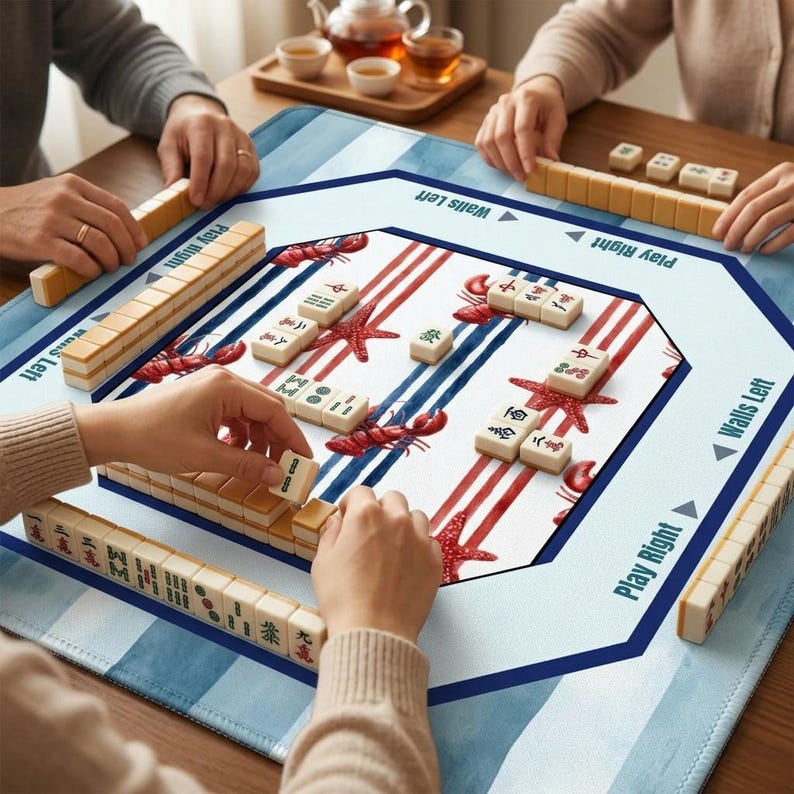 This high quality mahjong mat features a smooth fabric top and durable non-slip construction. As part of our mahjong accessories collection, it is designed to withstand frequent use while protecting your tabletop.