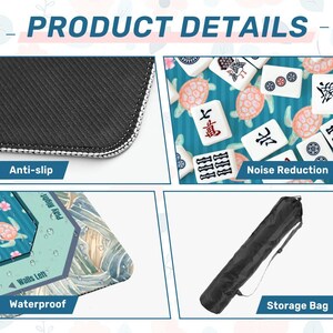 Sea Turtle Mah jongg Mat, Cute Mahjong Mats, Nautical Mahjong Game Mat, Coastal Ocean Mahjong Accessory, Mahjong Gift For Her, image 9