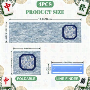 American Mahjong Set | Blue & White Mahjong Mat with Rules · Mahjong Tiles · Card Holders · Tile Bag — Coastal Mahjong Gift imagen 17