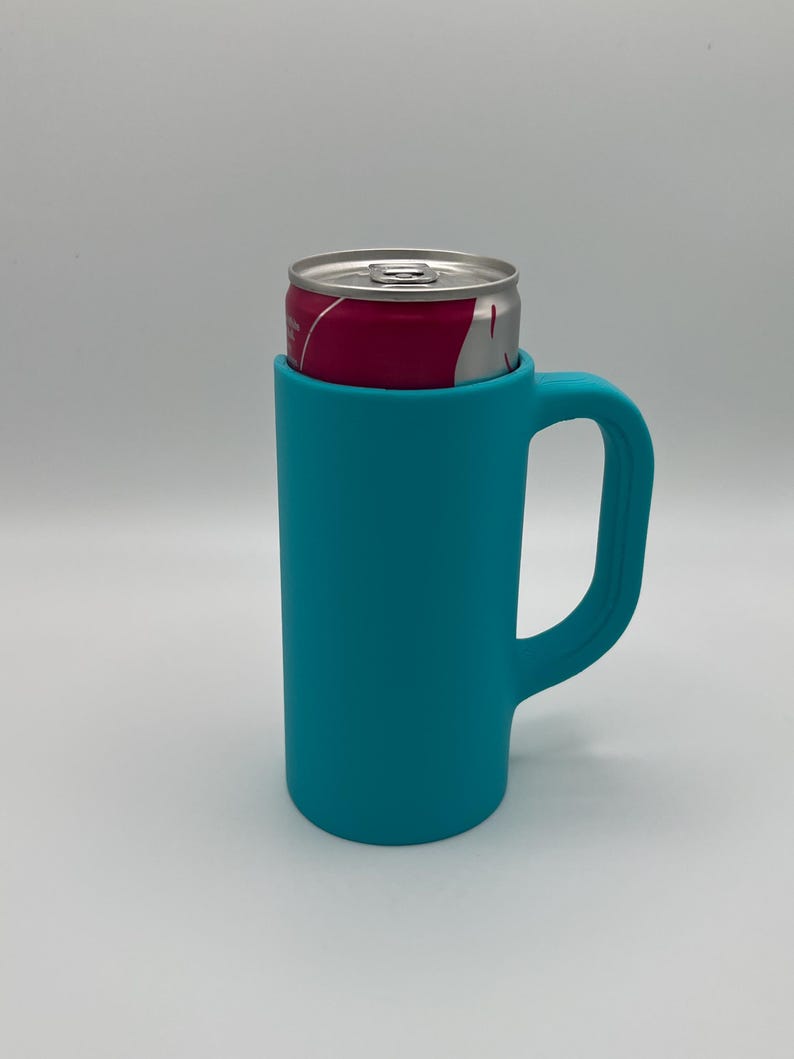 Smal burkhållare med handtag | 3D-utskrivet dryckeshylsa | Passar 350 ml och 237 ml smala burkar bild 6