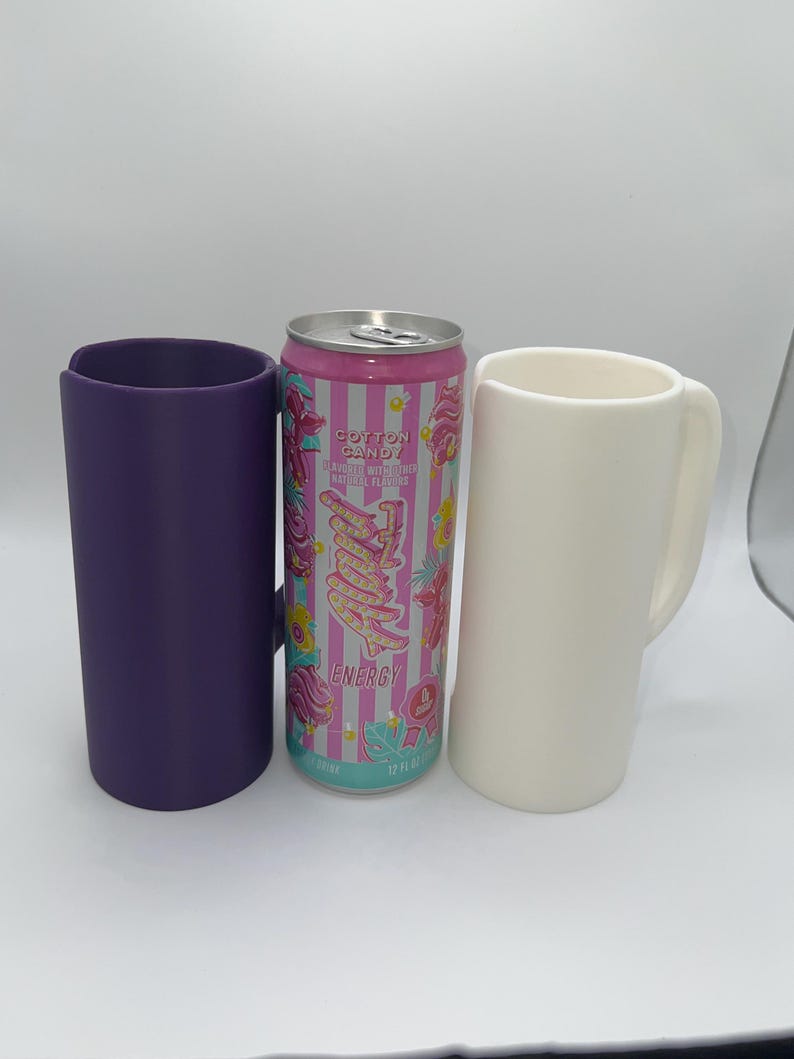 Smal burkhållare med handtag | 3D-utskrivet dryckeshylsa | Passar 350 ml och 237 ml smala burkar bild 4