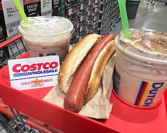Bandeja para carrito de Costco / Capacidad para 2 bebidas + perrito caliente / Organizador de carrito de compras impreso en 3D