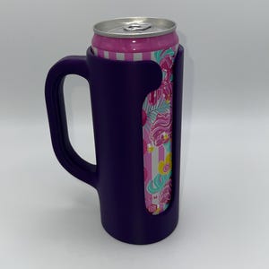 Smal burkhållare med handtag | 3D-utskrivet dryckeshylsa | Passar 350 ml och 237 ml smala burkar bild 1
