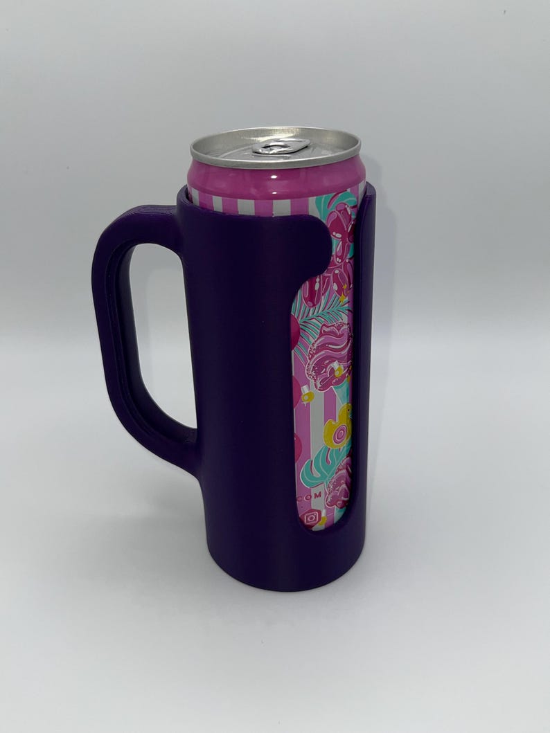 Smal burkhållare med handtag | 3D-utskrivet dryckeshylsa | Passar 350 ml och 237 ml smala burkar bild 1
