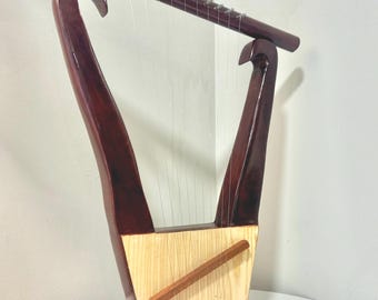Lira de palisandro de 10 cuerdas de gran tamaño: estilo rey David, instrumento para meditación y culto.