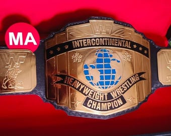 RÉPLICA del cinturón de campeón mundial intercontinental de peso pesado de lucha libre con estuche rígido.
