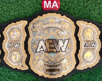 Réplica del cinturón de zinc del Campeonato de Lucha Libre de Peso Pesado de Doble Capa de AEW para Adultos
