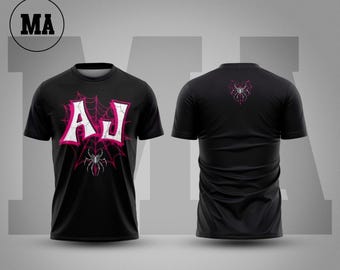 Aj lee pink initials t shirt, wrestling fan graphic tee shirt