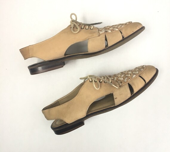 woven tan flats