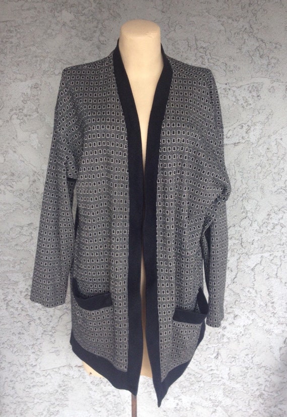 black and cream cardigan