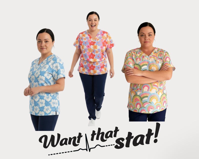 Fun Scrub Design Fun Scrub Top - Flowers - Etsy