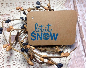 20 Let it Snow Gift Tags, Rustic Christmas gift tags, Holiday Gift Tags, Kraft Gift Tags, Christmas Packaging, Christmas GiftTags