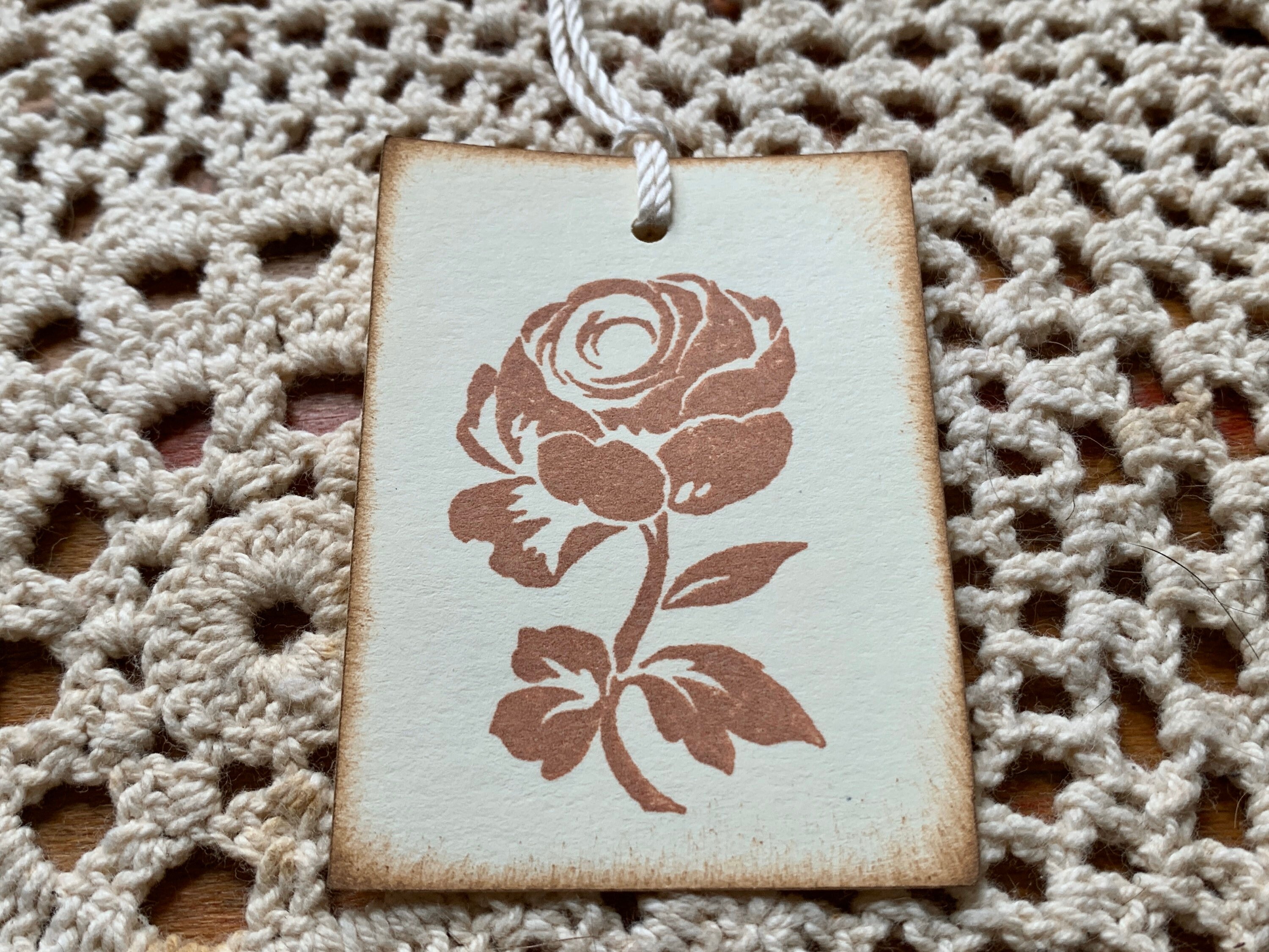 Rose Tags Vintage Inspired Rose Tags Hand Stamped Rose Gift Etsy