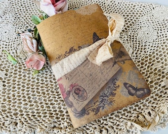 Junk Journal Soft Cover, Kraft Paper Cover, Vintage Inspired Theme, Coffee Dyed Paged and Ephemera