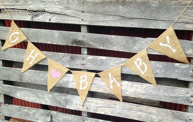 Oh Baby Burlap Banner Burlap Baby Shower Decorations Baby Etsy