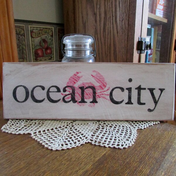 Ocean City Reclaimed Wood Sign, MD, NJ, Beach Signage, Nautical Decor, Beach Theme, Rustic, Primitive, Shabby Wood Sign