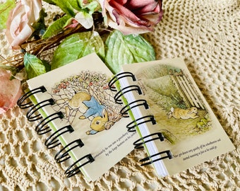 Beatrix Potter Mini Jornal, Repurposed Peter and Friends Collector Cards Journal, Easter Basket Notebook, Peter Rabbit Mini Journals