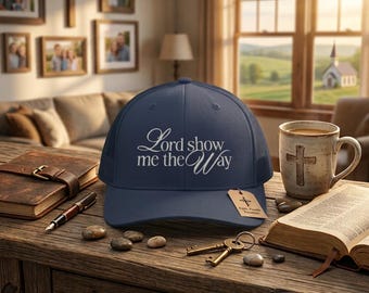 Lord Show Me The Way Embroidered Trucker Hat, Christian Faith Apparel