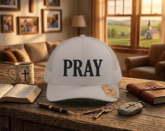 PRAY Christian Trucker Hat, Embroidered Hat for Men & Women, Jesus Religious Faith Apparel