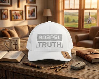 Embossed Block Logo Trucker Hat, Embroidered Christian Faith Apparel