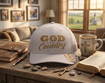 Embroidered God and Country Patriotic Trucker Hat, Christian Faith Apparel