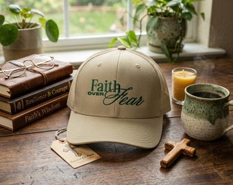 Faith Over Fear Embroidered Trucker Hat, Christian Apparel for Men & Women