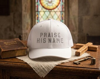Praise His Name Embroidered Trucker Hat, Christian Faith Apparel (Men & Women)