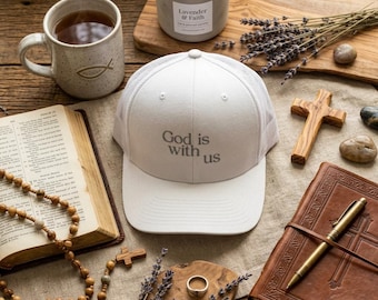Embroidered Christian Trucker Hat, God Is With Us Faith Apparel