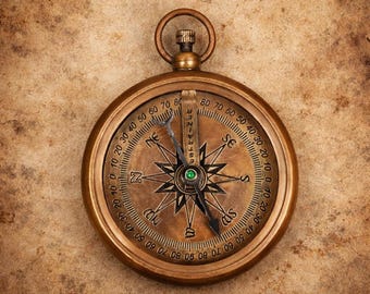 Vintage Brass Compass with Leather Pouch – Nautical Explorer Navigation Tool