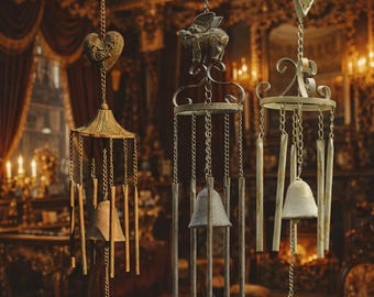 Retro Wind Chime – Flying Pig, Heart, Distressed Iron Courtyard Bell Patio Decor