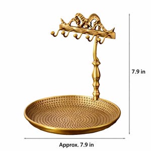 Vintage Brass Jewelry Stand - Antique Gold Catchall Tray - Entryway Key Holder - Bedroom Vanity Organizer image 5