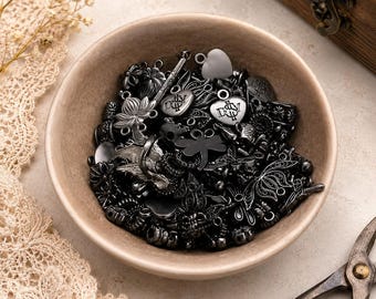 Mixed Alloy Charms, Vintage Pendants, Spacer Beads, Jewelry Findings Kit.