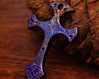 A"Starry Sky" Limited Edition Titanium Cross Necklace Pendant