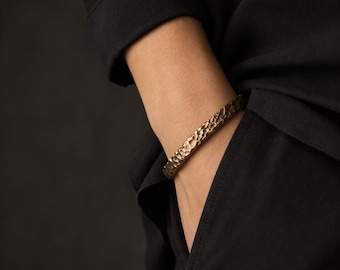 Hand-Hammered Solid Brass Cuff – Distressed Minimalist Bangle, Artisan Jewelry.