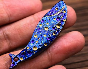 Titanium Starry Sky Engraved Whistle – Flamed Keychain Pendant, Emergency Gear