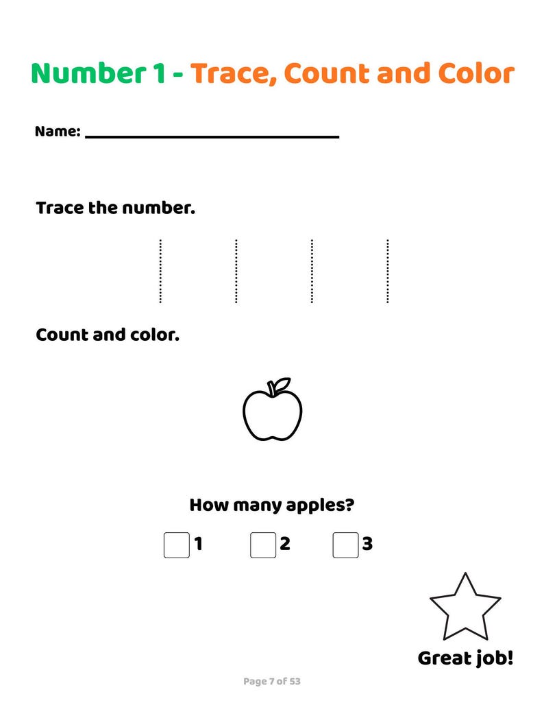 Preschool Learning Bundle | Numbers Shapes Alphabet Worksheets | 53 ...