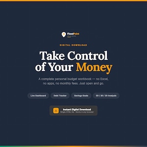 Midnight Gold • Personal Budget Workbook • Live Dashboard, Debt Tracker, Savings Goals (Instant Download)