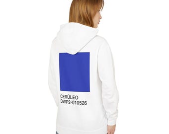 Cerulean Blue Graphic Hoodie, Minimalist Streetwear, Oversized Unisex Fashion (DTG Printed)