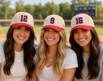 Mid Profile baseball + softball Number Embroidered Baseball Cap
