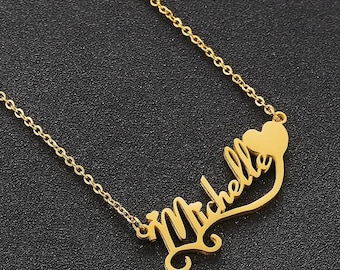 Wynzon【Name Custom Necklace】Stainless Steel  Customized Necklaces Fashion Chain Women Jewelry