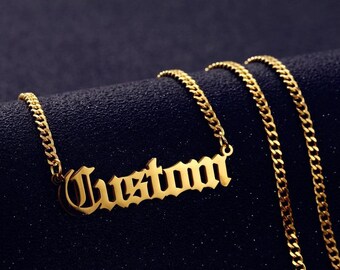 Stainless Steel 3mm Cuban Chain Custom Name Necklace Personalized Nameplate Pendant Customized Jewelry