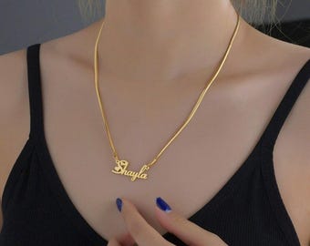 Custom Name Necklace Stainless Steel Snake Chain Personalized Gold Women Jewelry Gift