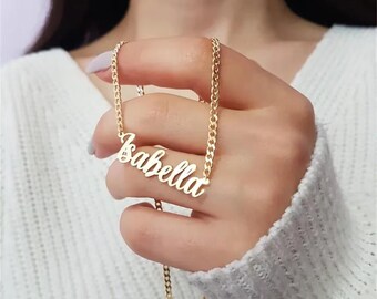 Wynzon【Name Custom Necklace】Stainless Steel 14 Chain Types Necklaces Vacuum Plating Waterproof Jewelry
