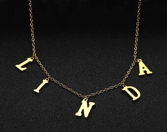 Stainless Steel Custom Name Necklace Dangled Personalized Initial Choker Necklace Customized Women Jewelry